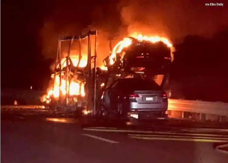 Trailer Full Of Teslas Bursts Into Flames In Nevada And Nobody Knows Why