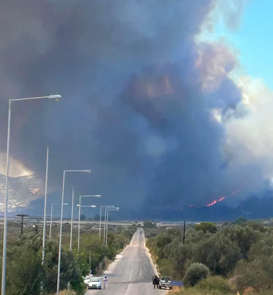 Ανεξέλεγκτη καίει η φωτιά που ξέσπασε το μεσημέρι της Δευτέρας (29/7) σε δασική έκταση μεταξύ των χωριών Πετριές και Κριεζά στην Εύβοια.